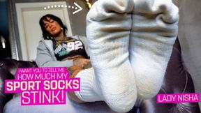 I want you to tell me how much my sports socks stink! ( Sock Fetish with Lady Nisha ) - 604p wmv