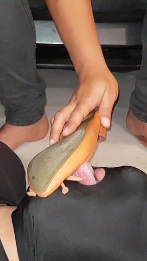 Stunning moment from "Smelly flat shoes and feet licking"