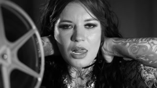 Sabien DeMonia teasing in black and white