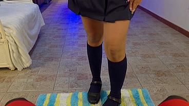 My stepdaughter comes home late because she's with her classmates, but she has no choice but to pay her punishment with sex