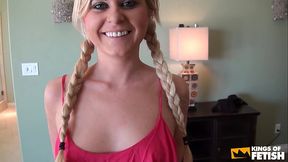 Charming guy makes blonde teen swoon