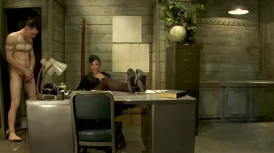 A Shemale Guard Fucks A Bound Prisoner