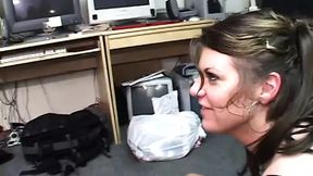 White slave gets double penetrated by black cocks in steamy office threesome