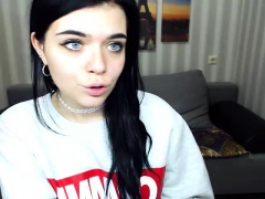 Busty brunette from show striptease on webcam