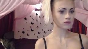 Bright auburn leggy nympho with small tits exposed tight pussy