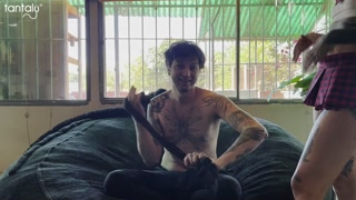 I put my cock in his mouth and he realizes - SEX GAME!