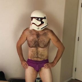 Stormtrooper Tries On Panties Striptease