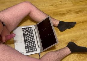 I was jerking off on my laptop when the cum shot hit the screen