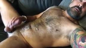 Hairy Muscle Daddy Jerks Off and Cums for Me
