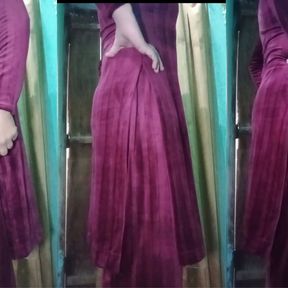 Indian Transgender Gaurisissy looking sexy in pink Salwar Kurta looking like a whore housewife