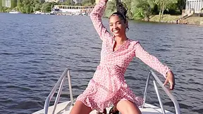 Sexy Ebony Girl Masturbates In A Yacht Cabin. She Teases Her Clit And Moans In Pleasure