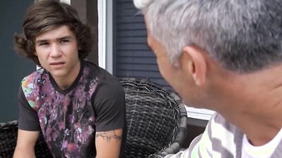 Experienced guy seduces two of his stepsons into a threesome