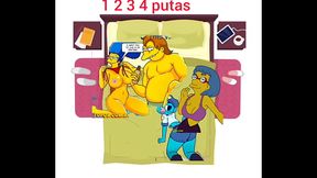 Nelson se coje a 4 putas de dibujos animados