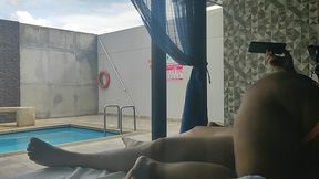 laid back with whore in the pool the hotel