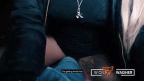 Sandy’s Blind Date cums on her fake tits! WOLF WAGNER wolfwagner.love