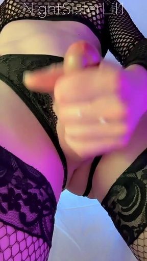 Trans Mistress Solo Jerkoff Fishnet