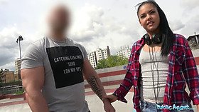 Apolonia Lapiedra gets slammed hard on stairs by a hung stranger