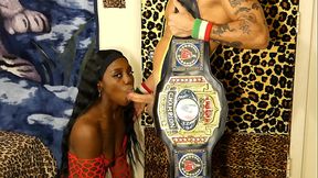 18YO EBONY VS PORNSTAR CHAMPION IN MAN VS WOMEN FULL NELSON WRESTLING HOLD CHALLENGE MATCH &amp_ HOT BLOWJOB