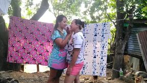 Outdoor Latin beauty gives a horny ass licking and gets a good banging