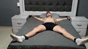 Kinky Boys Party: Osmar Gets Blindfolded & Tied Up In The Classic X-Position. Now He's The Kinky Toy Of Some Fetishists. They Lick His Whole Body, Worship His Feet, Play With His Nipples & Obviously His Cock!