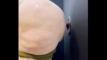 SSBBW Julie Ginger Milks A BBC at Glory Hole And Gets Facial