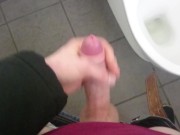 POV jerkin off in piblic toilet,cum on floor: fan requested