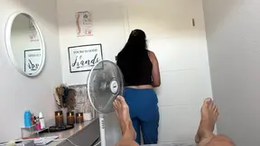 Busty brunette milf gives hot POV blowjob