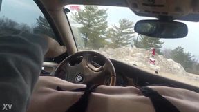 Crossdresser Sucks my big cock in her car deep throats