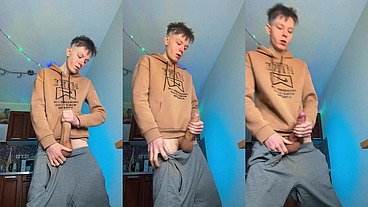 Huge Cumshot From A Skinny Boy With A Surprisingly Big Cock