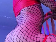Rave femboy fucks himself after dancing with a toy stuck up in his guts :D