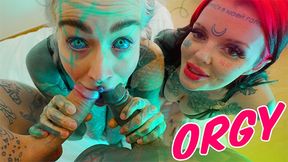 POV Foursome—Anal Wrecking With Tattooed Babes & Loads Of Facials