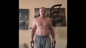 Fit Old Man Masturbating After Workout
