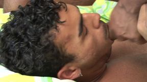 Muscular Hispanic Helping His Friend Have Fun. Enjoy