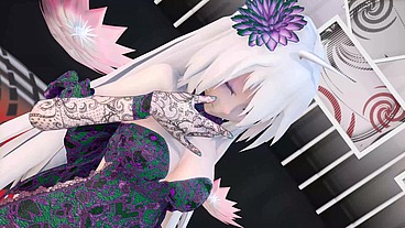 Yowane Haku Undress Dance Sexy Lingerie Hentai Stickysticky Song Mmd 3D Purple Clothes