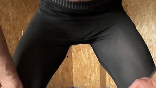 Gym jerk-off: leggings and boxing training gay fitness