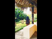 AKIILISA flashing bikini bottom outside the villa