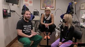 Asian nurse Channy Crossfire gags on big cock while spreading ass