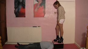 Face Trampling In Chunky Platform Shoes & Socks