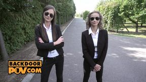 Double-crossed cops get down with two dirty harlots in a filthy three-way