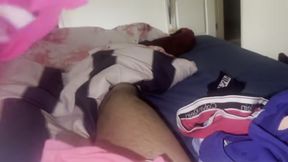 Playing in Bed With my Cock in Pantes and Panty Place