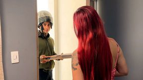 Colombian redhead with hot tattoos gets fucked and creampied by a muscular stranger