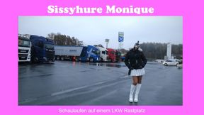 TV nutte Monique - showing myself on a truck stop again