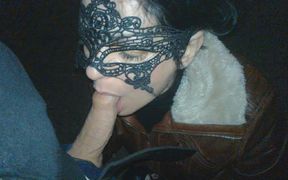 Leather Jacket Public Blowjob