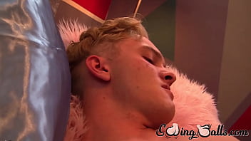 Slim blonde Oliver Tucker plugs a  dildo in his ass and then proceeds to harvest cum