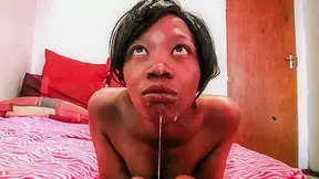 Breaking into an African tight pussy and mouth creampie dripping cumshot