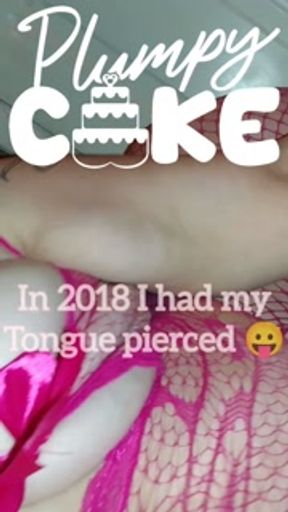 BBW rides HUGE pink dildo in pink bodysuit