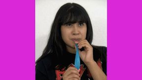 eRica drinks gross cum out of condom with a straw