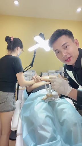 Asian GF shows off her circumcised cock