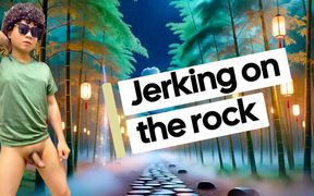Lying in Rock Naked and Jerking off