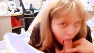 18 year old beauty displays her great cock sucking off skillz